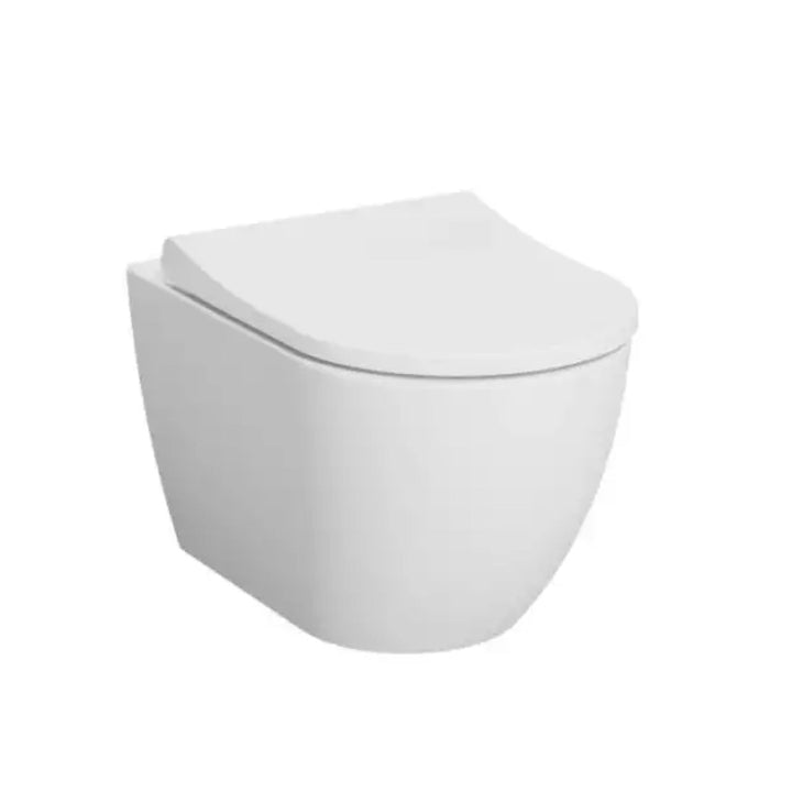 Kartell Eklipse Round Wall Hung Rimless Wc Pan with Soft Close Seat White