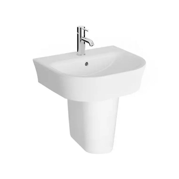 Kartell Eklipse Round 1 tap hole 550mm Basin with Semi Pedestal White