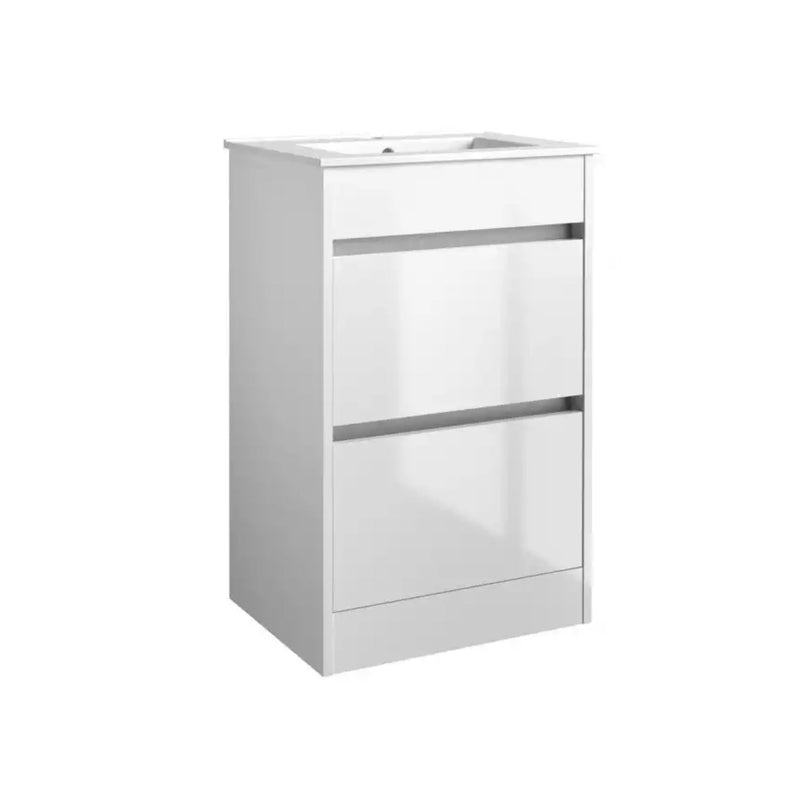 Kartell Ceramic Basin With Floor Standing Cabinet 500Mm X 390Mm White Gloss
