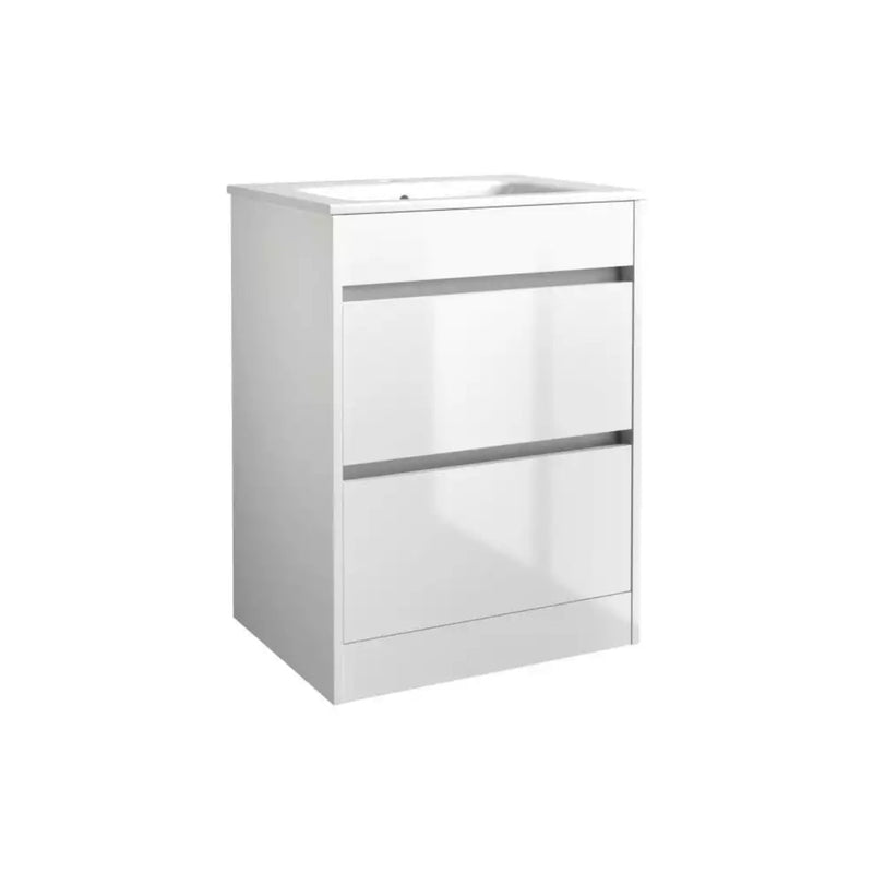 Kartell Ceramic Basin With Floor Standing 2 Drawer Cabinet 600Mm X 460Mm White
