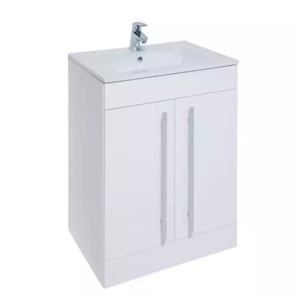 Kartell Floor Standing Two Door Cabinet with Ceramic Basin 855mm x 600mm White