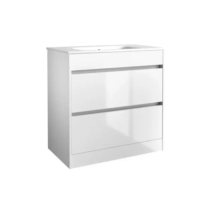 Kartell Ceramic Basin with Floor Standing 2 Drawer Cabinet 800mm x 460mm White
