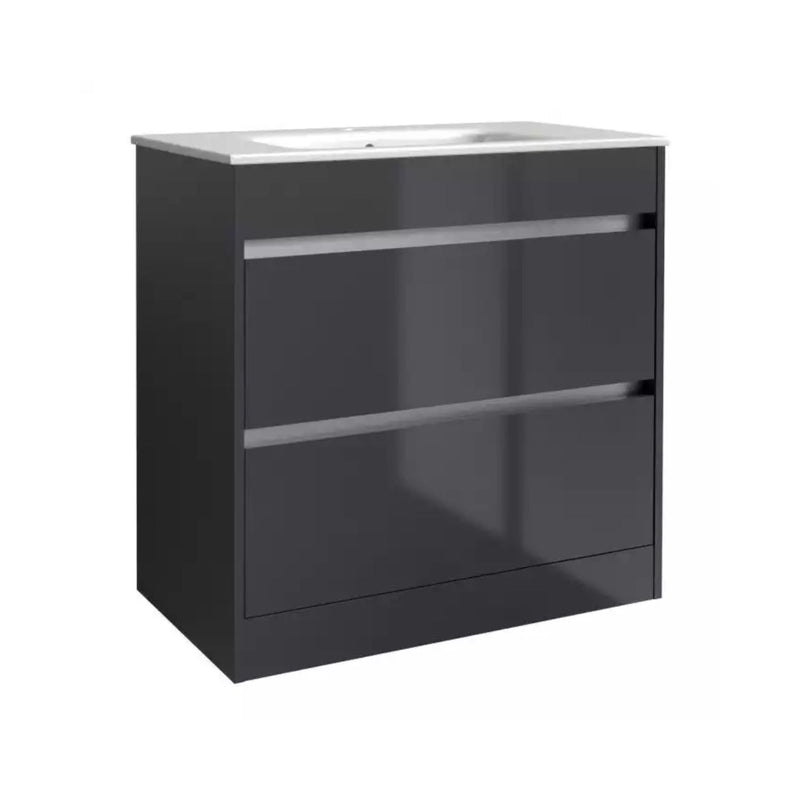 Kartell City Ceramic Basin With Floor Standing Cabinet 800Mm X 460Mm Storm Grey
