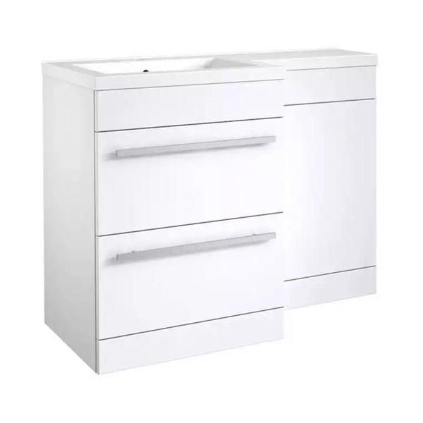Kartell Matrix 2 Drawer L-Shaped 1100mm RH Furniture Pack with Cistern White Gloss