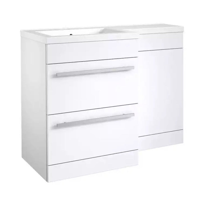 Kartell Matrix 2 Drawer L-Shaped 1100mm RH Furniture Pack with Cistern White Gloss