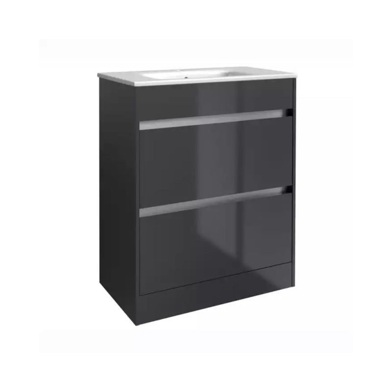Kartell Ceramic Basin With Floor Standing Cabinet 600Mm X 460Mm Storm Grey