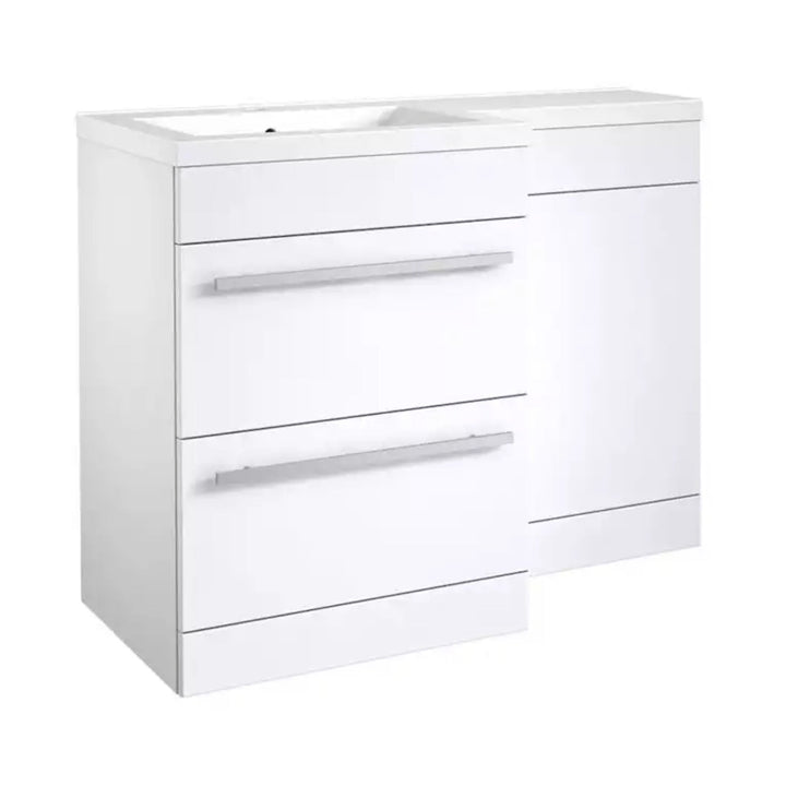 Kartell Matrix 2 Drawer L-Shaped 1100mm LH Furniture Pack with Cistern White Gloss