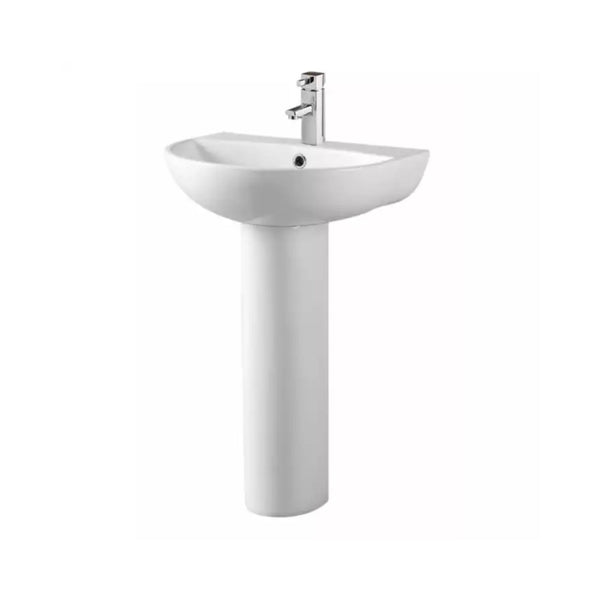 Kartell Kameo 550mm Single Tap Hole 1TH Basin with Full Pedestal White