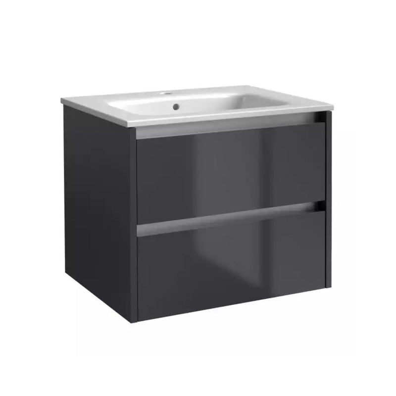 Kartell Wall Mounted Basin With Double Drawer Cabinet 800Mm X 460Mm Storm Grey