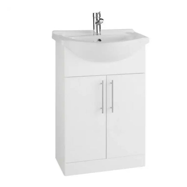 Kartell Impakt 1 Door Floor Standing Vanity Unit With Basin 550mm x 300mm White