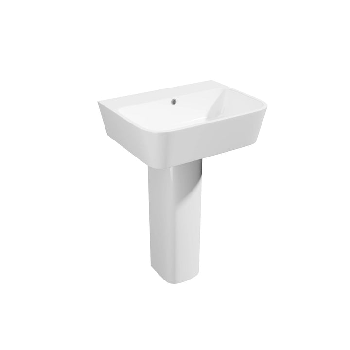 Kartell Genoa Square 550mm 1TH Basin with Full Pedestal White Finish