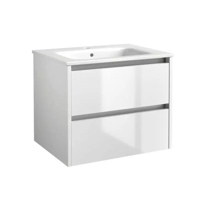 Kartell Wall Mounted 2 Drawer Cabinet Unit with Basin 800mm x 460mm White Gloss