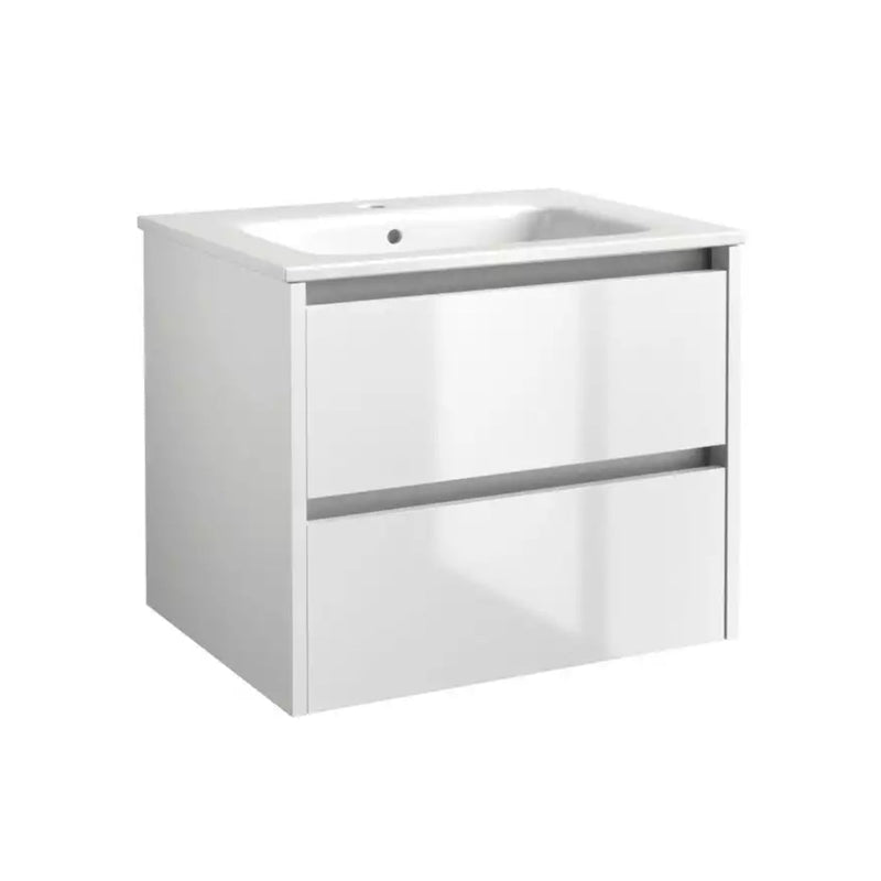 Kartell Wall Mounted 2 Drawer Cabinet Unit With Basin 800Mm X 460Mm White Gloss