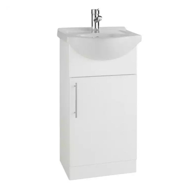 Kartell Impakt 1 Door Floor Standing Vanity Unit With Basin 450mm x 300mm White