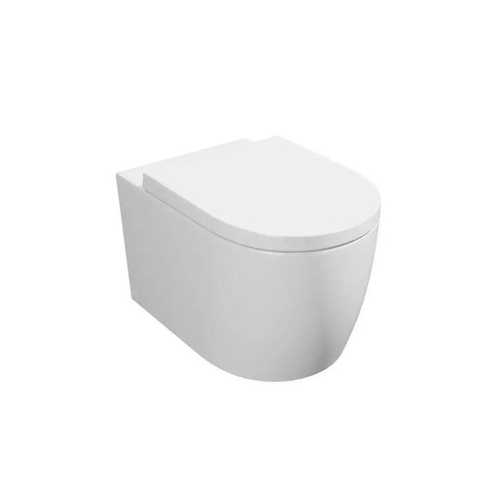 Kartell Genoa Round Rimless Wall Hung WC Pan with Premium Soft Close Seat White