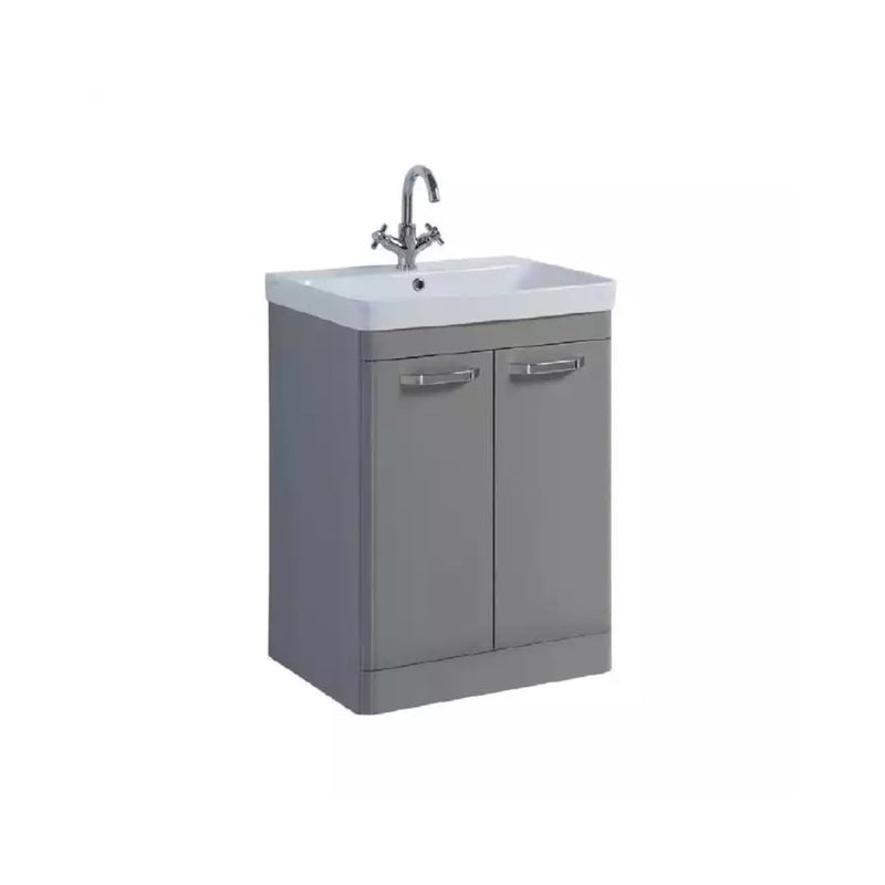 Kartell Floor Standing 2 Door Cabinet Unit With Basin 600Mm X 460Mm Basalt Grey