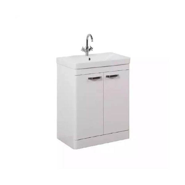 Kartell Floor Standing 2 Door Cabinet Unit with Basin 600mm x 460mm White Gloss