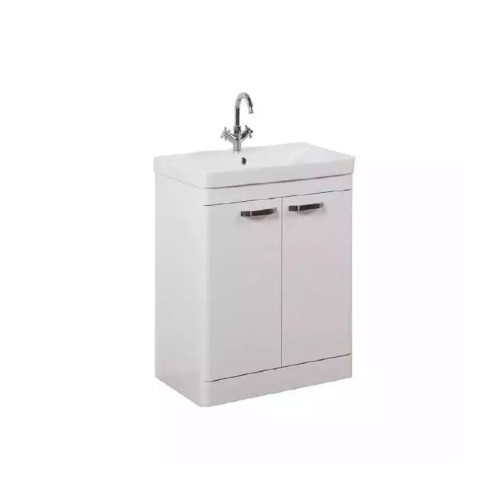 Kartell Floor Standing 2 Door Cabinet Unit with Basin 600mm x 460mm White Gloss