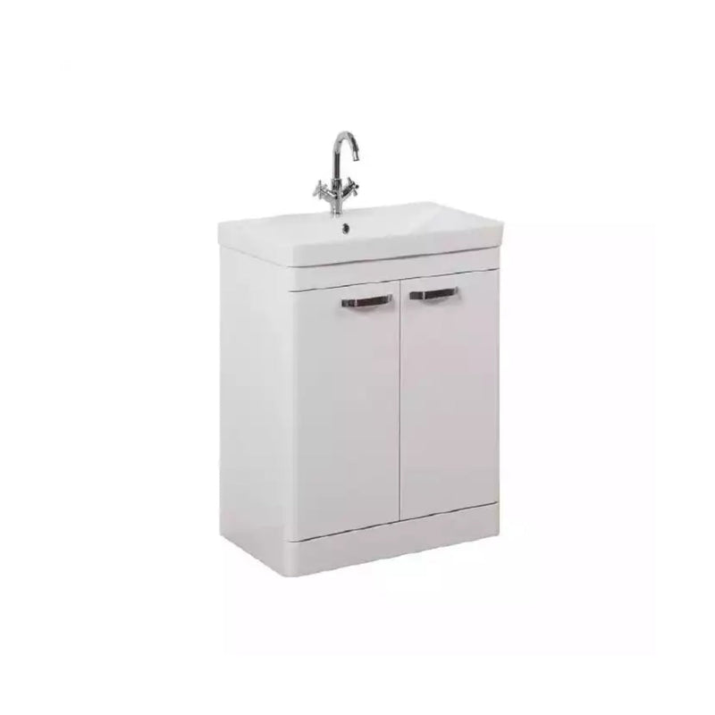 Kartell Floor Standing 2 Door Cabinet Unit With Basin 600Mm X 460Mm White Gloss