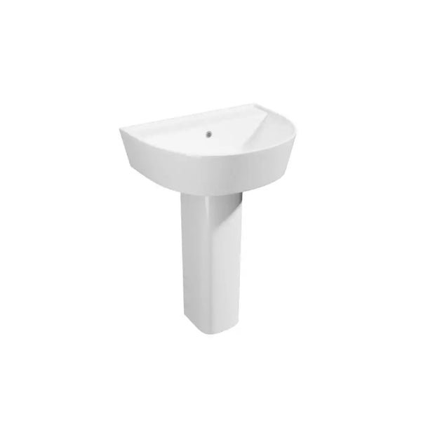 Kartell Genoa Round 550mm 1TH Basin with Full Pedestal White Finish
