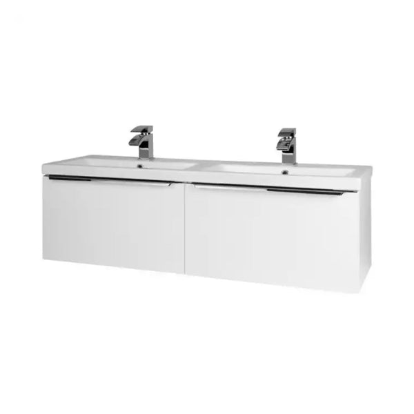 Kartell Kore Wall Mounted Drawer Unit & Twin Ceramic Basin 375mm x 1200mm White Gloss