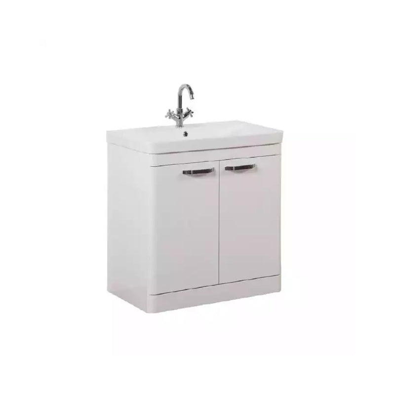 Kartell Floor Standing 2 Door Cabinet Unit With Basin 800Mm X 460Mm White Gloss