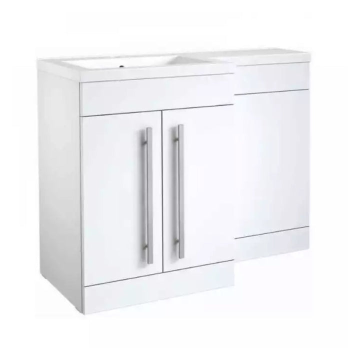 Kartell Matrix 2 Door L-Shaped 1100mm RH Furniture Pack with Cistern White Gloss