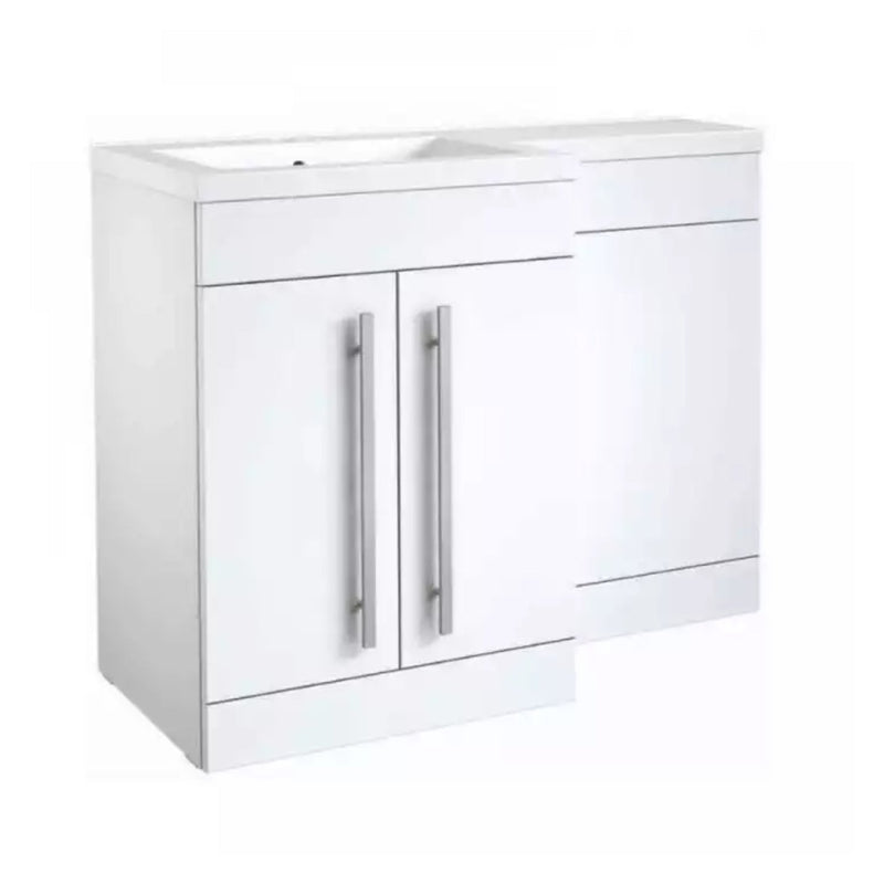 Kartell Matrix 2 Door L-Shaped 1100Mm Rh Furniture Pack With Cistern White Gloss
