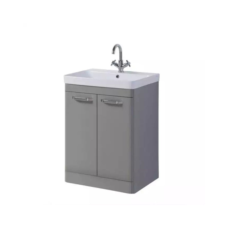 Kartell Floor Standing Ceramic Basin & 2 Door Cabinet 500Mm X 460Mm Basalt Grey