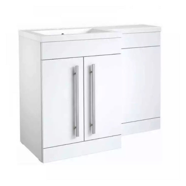 Kartell Matrix 2 Door L-Shaped 1100mm LH Furniture Pack with Cistern White Gloss