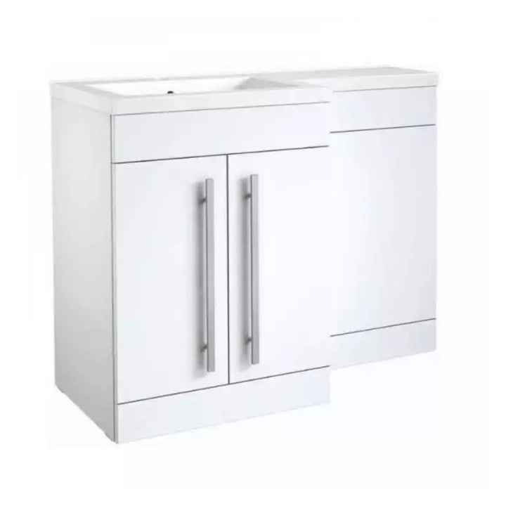 Kartell Matrix 2 Door L-Shaped 1100mm LH Furniture Pack with Cistern White Gloss