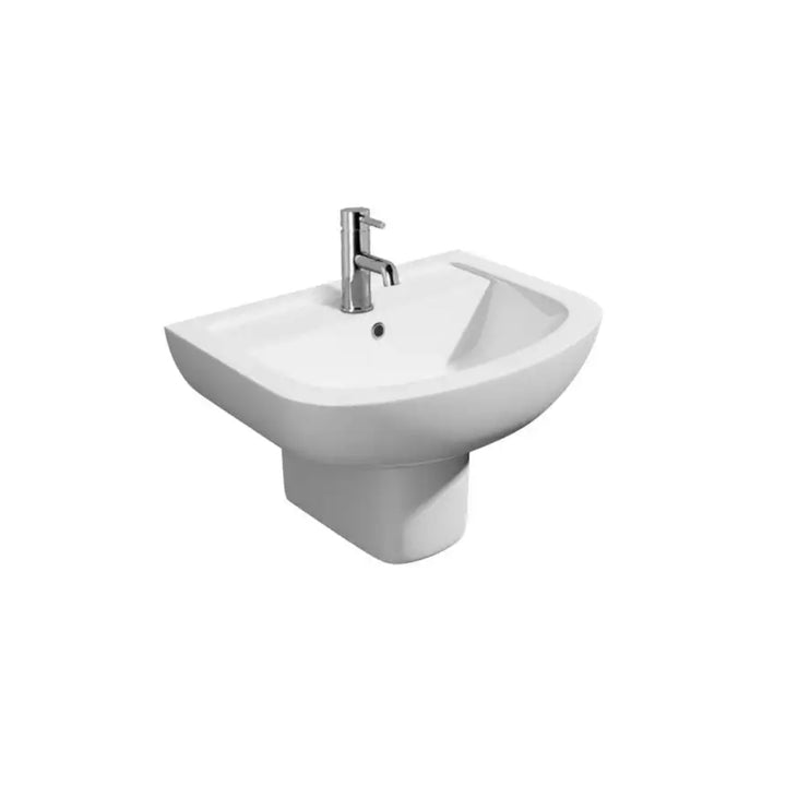 Kartell 550MM Studio Round Single Tap Hole with Semi Pedestal Basin White