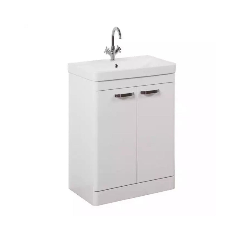 Kartell Floor Standing Ceramic Basin & 2 Door Cabinet 500Mm X 460Mm White Gloss