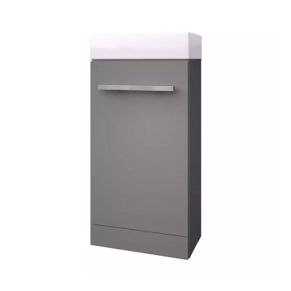 Kartell Floor Standing Cloakroom Unit with Basin 815mm x 410mm Storm Grey Gloss