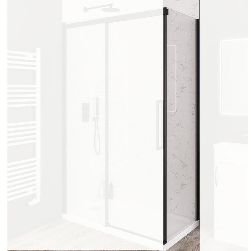 Eastbrook Corniche 2000 8mm Glass Side Panel 2000mm x 1000mm - Matt Black