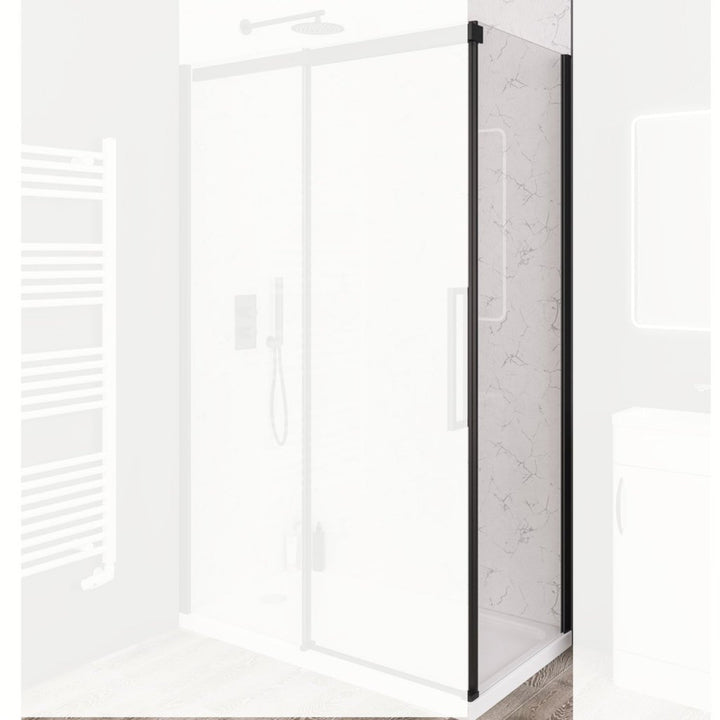 Eastbrook Corniche 2000 8mm Glass Side Panel 2000mm x 800mm - Matt Black