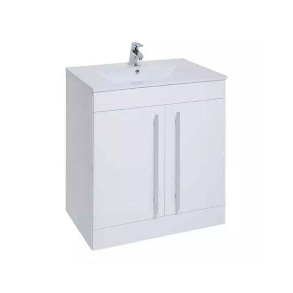 Kartell Floor Standing 2 Door Vanity Unit and Ceramic Basin 800mm x 450mm White