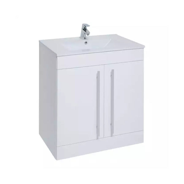 Kartell F/S 2 Door Vanity Unit with Mid Depth Ceramic Basin 800mm x 450mm White