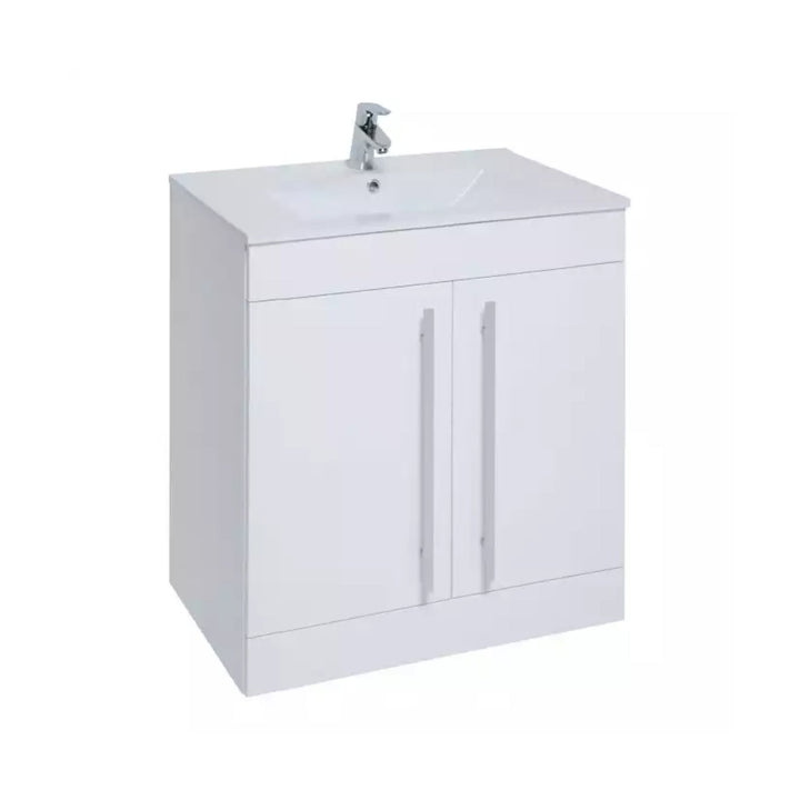 Kartell F/S 2 Door Vanity Unit with Mid Depth Ceramic Basin 800mm x 450mm White