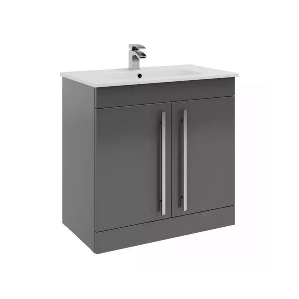 Kartell F/S 2 Door Vanity with Mid Depth Ceramic Basin 800mm x 450mm Storm Grey