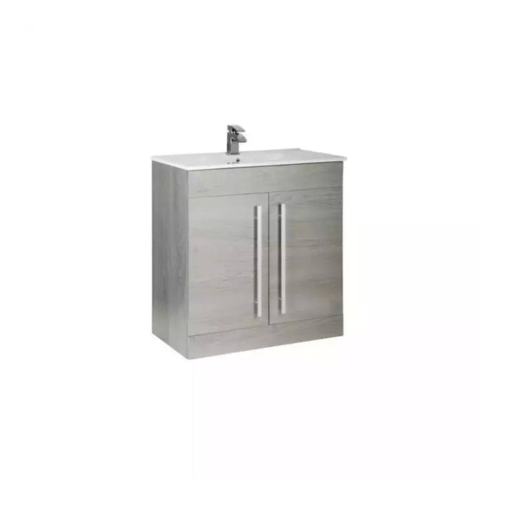 Kartell Purity F/S 2 Door Vanity Unit & Ceramic Basin 800mm x 450mm Silver Oak
