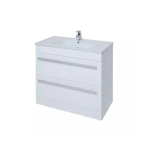 Kartell F/S 2 Drawer Vanity Unit & Mid Depth Ceramic Basin 800mm x 450mm White