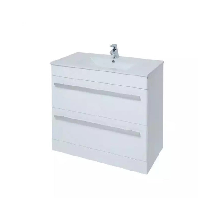 Kartell F/S 2 Drawer Vanity Unit & Mid Depth Ceramic Basin 800mm x 450mm White