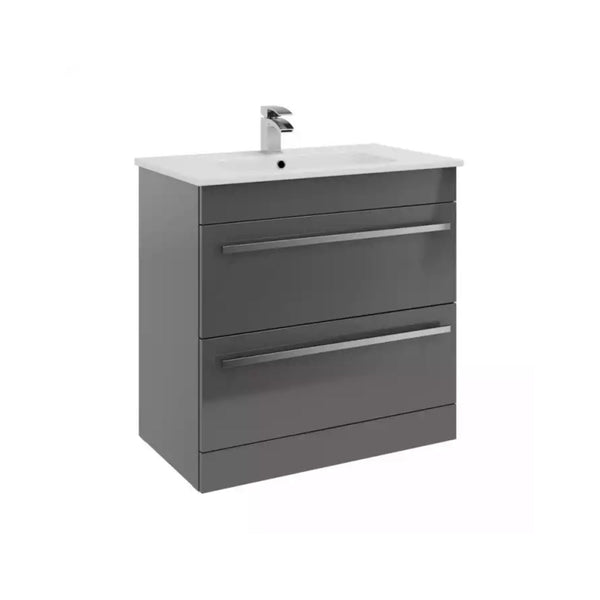 Kartell F/S 2 Drawer Vanity & Mid Depth Ceramic Basin 800mm x 450mm Storm Grey