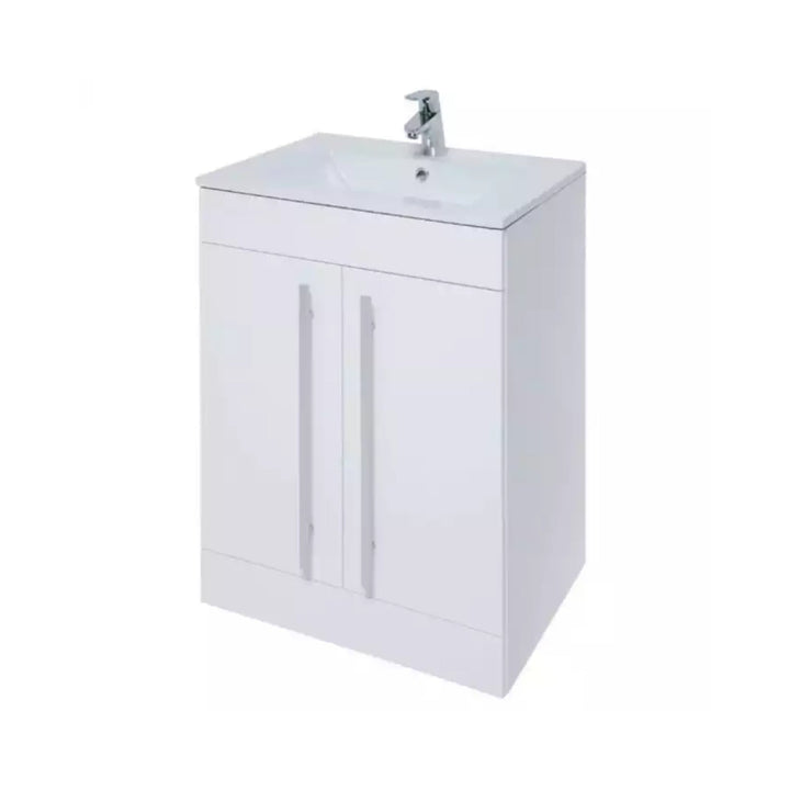 Kartell F/S 2 Door Vanity Unit with Mid Depth Ceramic Basin 500mm x 390mm White