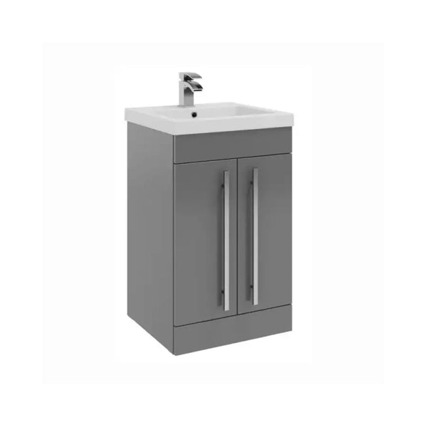 Kartell F/S 2 Door Vanity with Mid Depth Ceramic Basin 500mm x 390mm Storm Grey