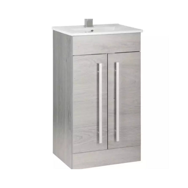 Kartell Purity F/S 2 Door Vanity Unit & Ceramic Basin 500mm x 390mm Silver Oak