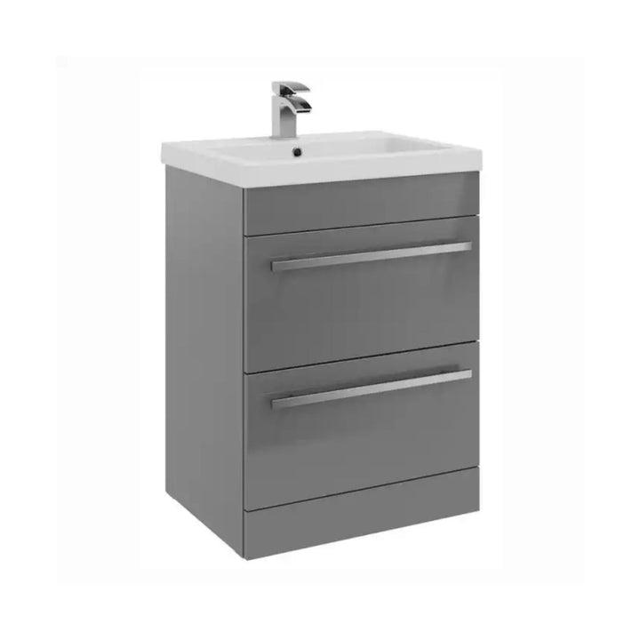 Kartell Purity F/S 2 Drawer Unit With Ceramic Worktop & Sit On Bowl 600mm x 450mm Storm Grey