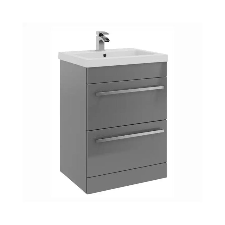 Kartell Matrix 2 Drawer L-Shaped 1100mm LH Furniture Pack with Cistern Storm Grey Gloss