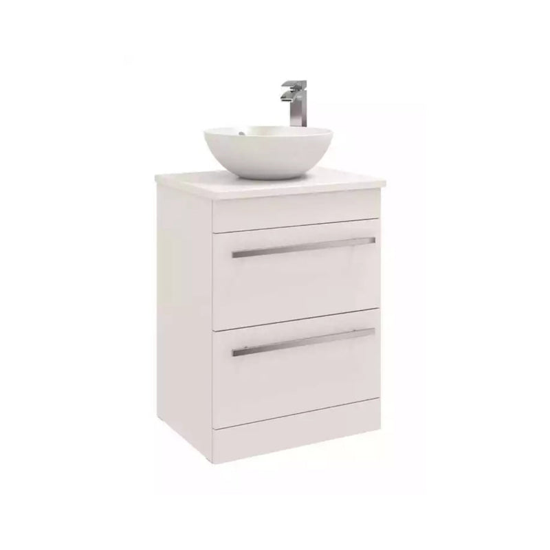 Kartell Purity 600Mm Wall Mounted 2 Drawer Unit With Ceramic Worktop & Sit On Bowl - White (Excluding Basin)
